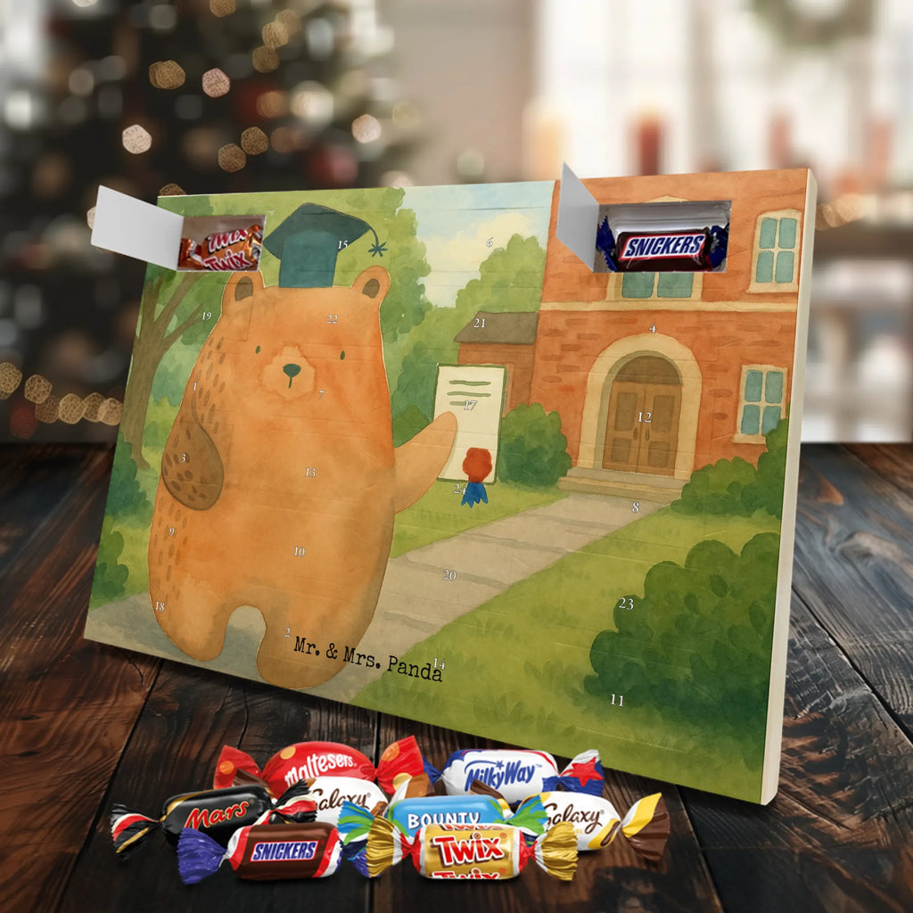 Chocolate advent calendar bear Test Design teddy bear, cuddly toy, diploma, degree, certificate, examinations, examination passed