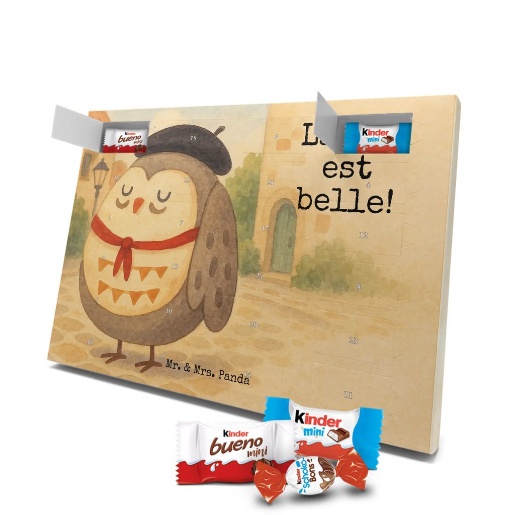 Chocolate advent calendar Owl France Design gift ideas, birthday present, forest animal, bird, nocturnal, illustrated, romantic gift, owl decor, Say beautiful, Life is beautiful, France, Owls, Say French, Owl decoration