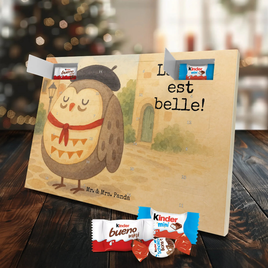 Chocolate advent calendar Owl France Design gift ideas, birthday present, forest animal, bird, nocturnal, illustrated, romantic gift, owl decor, Say beautiful, Life is beautiful, France, Owls, Say French, Owl decoration