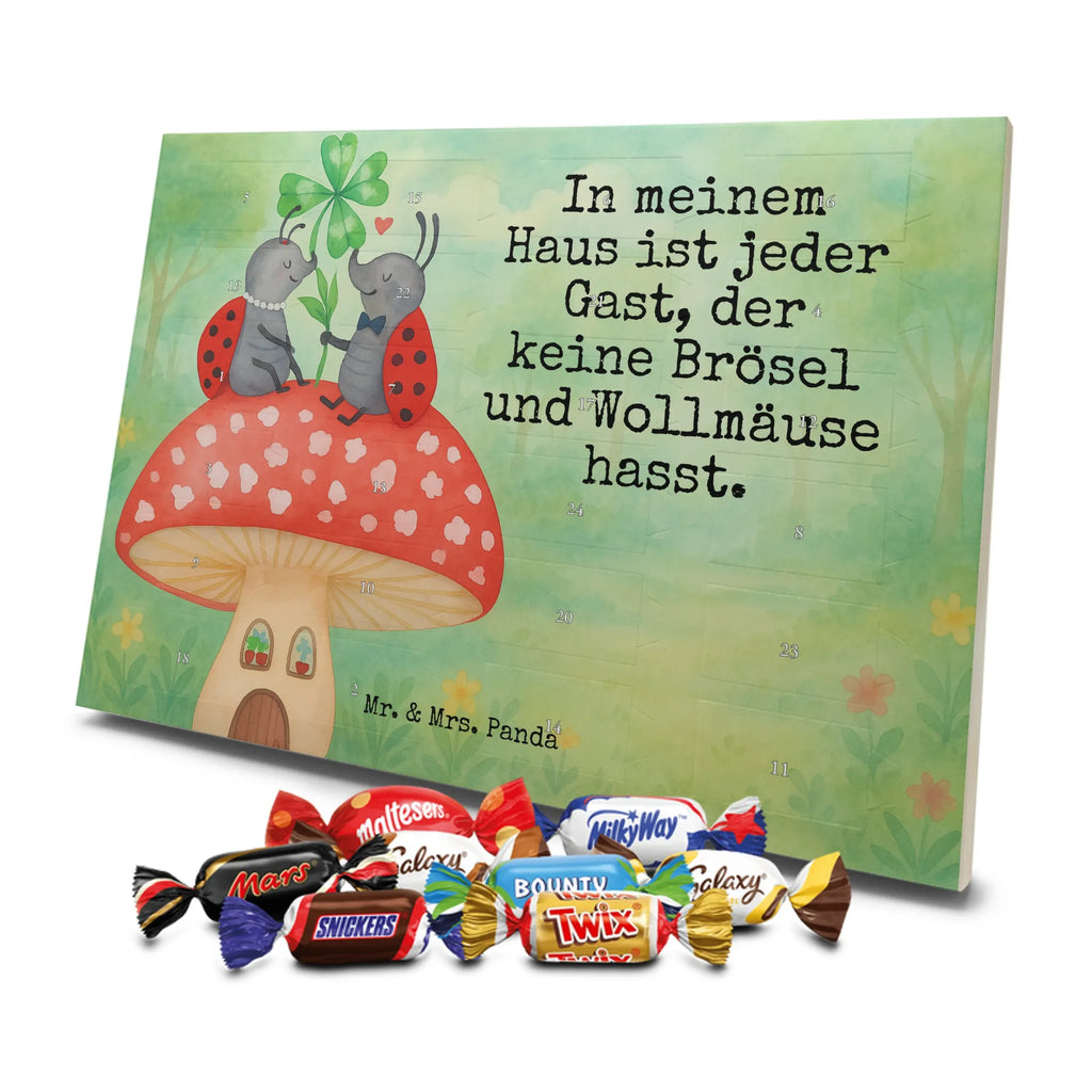 Chocolate advent calendar ladybug toadstool Design card, gift ideas, gifts, small animals, cute, cute animal motives, hand drawn, funny sayings, good mood, special gifts, animal lover, house of fleshy fungi, flat, toadstool, ladybird, at home