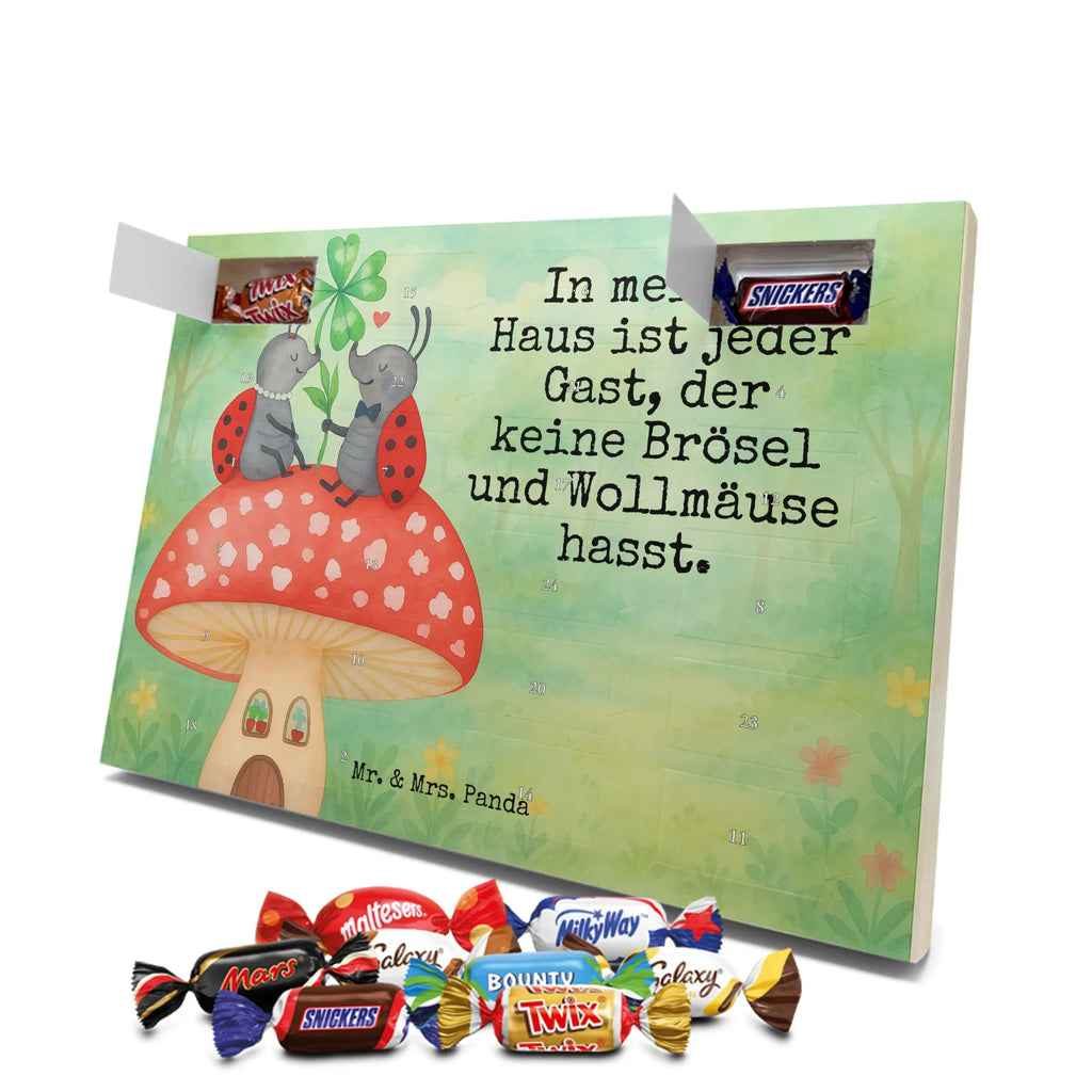 Chocolate advent calendar ladybug toadstool Design card, gift ideas, gifts, small animals, cute, cute animal motives, hand drawn, funny sayings, good mood, special gifts, animal lover, house of fleshy fungi, flat, toadstool, ladybird, at home