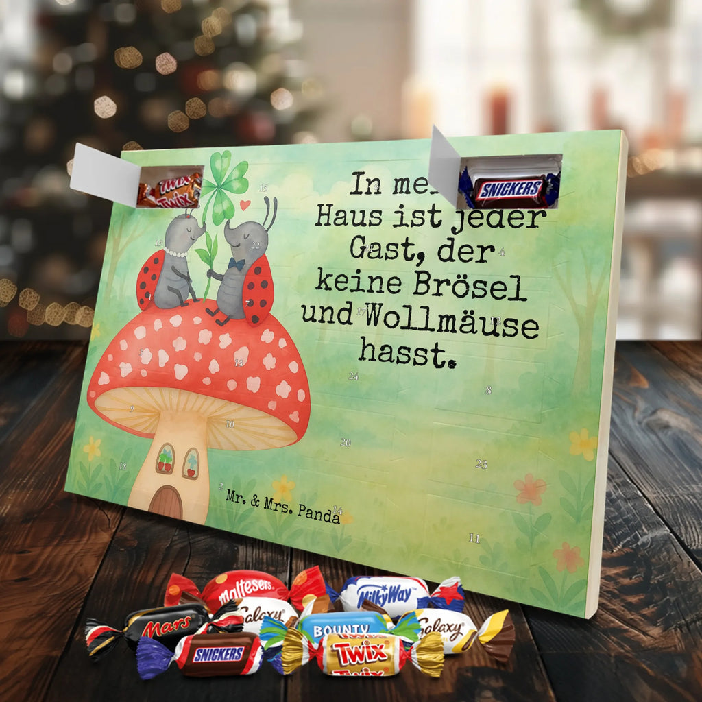 Chocolate advent calendar ladybug toadstool Design card, gift ideas, gifts, small animals, cute, cute animal motives, hand drawn, funny sayings, good mood, special gifts, animal lover, house of fleshy fungi, flat, toadstool, ladybird, at home