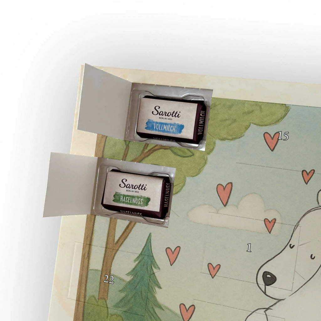 Chocolate advent calendar Icebear Embrace Design card, gift ideas, gifts, small animals, cute, cute animal motives, hand drawn, funny sayings, good mood, special gifts, animal lover