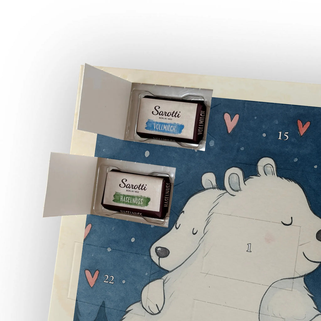Chocolate advent calendar Icebear Embrace Design card, gift ideas, gifts, small animals, cute, cute animal motives, hand drawn, funny sayings, good mood, special gifts, animal lover