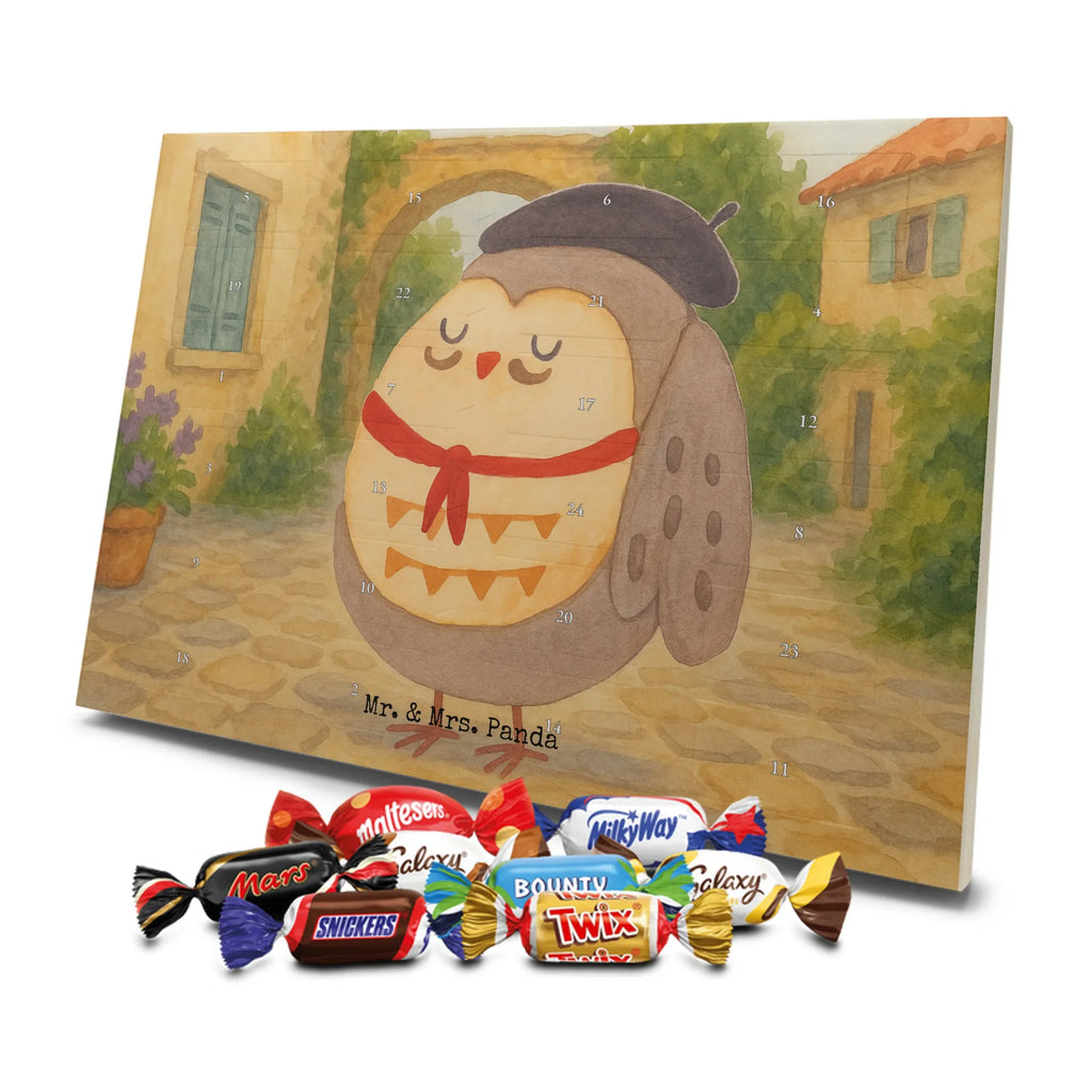 Chocolate advent calendar Owl France Design gift ideas, birthday present, forest animal, bird, nocturnal, illustrated, romantic gift, owl decor, Say beautiful, Life is beautiful, France, Owls, Say French, Owl decoration
