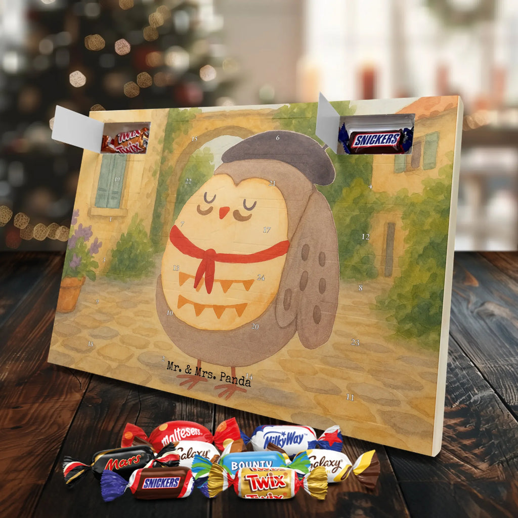 Chocolate advent calendar Owl France Design gift ideas, birthday present, forest animal, bird, nocturnal, illustrated, romantic gift, owl decor, Say beautiful, Life is beautiful, France, Owls, Say French, Owl decoration