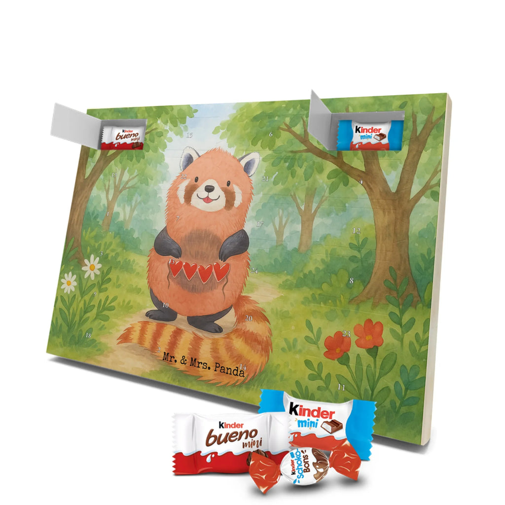 Chocolate advent calendar red panda Design card, gift ideas, gifts, small animals, cute, cute animal motives, hand drawn, funny sayings, good mood, special gifts, animal lover, darling, favourite person, red, heart
