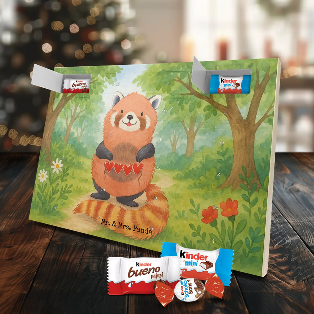 Chocolate advent calendar red panda Design card, gift ideas, gifts, small animals, cute, cute animal motives, hand drawn, funny sayings, good mood, special gifts, animal lover, darling, favourite person, red, heart