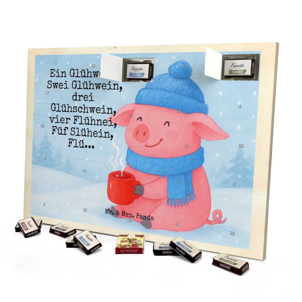 Chocolate advent calendar piggy Mulled wine Design Christmas time, snow, mulled wine, Christmas market, drunk, saying