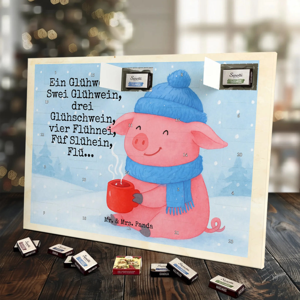 Chocolate advent calendar piggy Mulled wine Design Christmas time, snow, mulled wine, Christmas market, drunk, saying