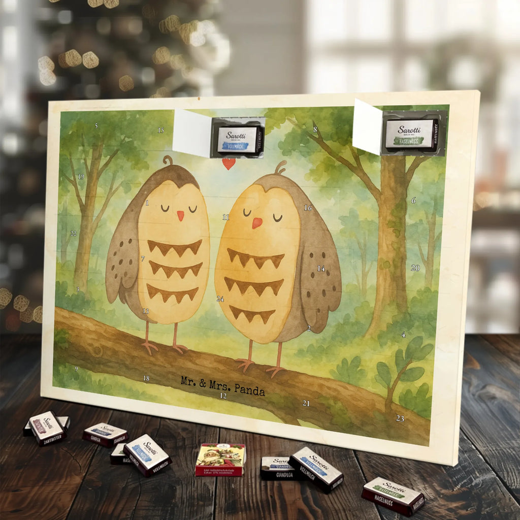Chocolate advent calendar owls Love Design gift ideas, birthday present, forest animal, bird, nocturnal, illustrated, romantic gift, owl decor, Love saying, Wedding saying, Friend, Owl decoration, Girlfriend gift, Pun funny