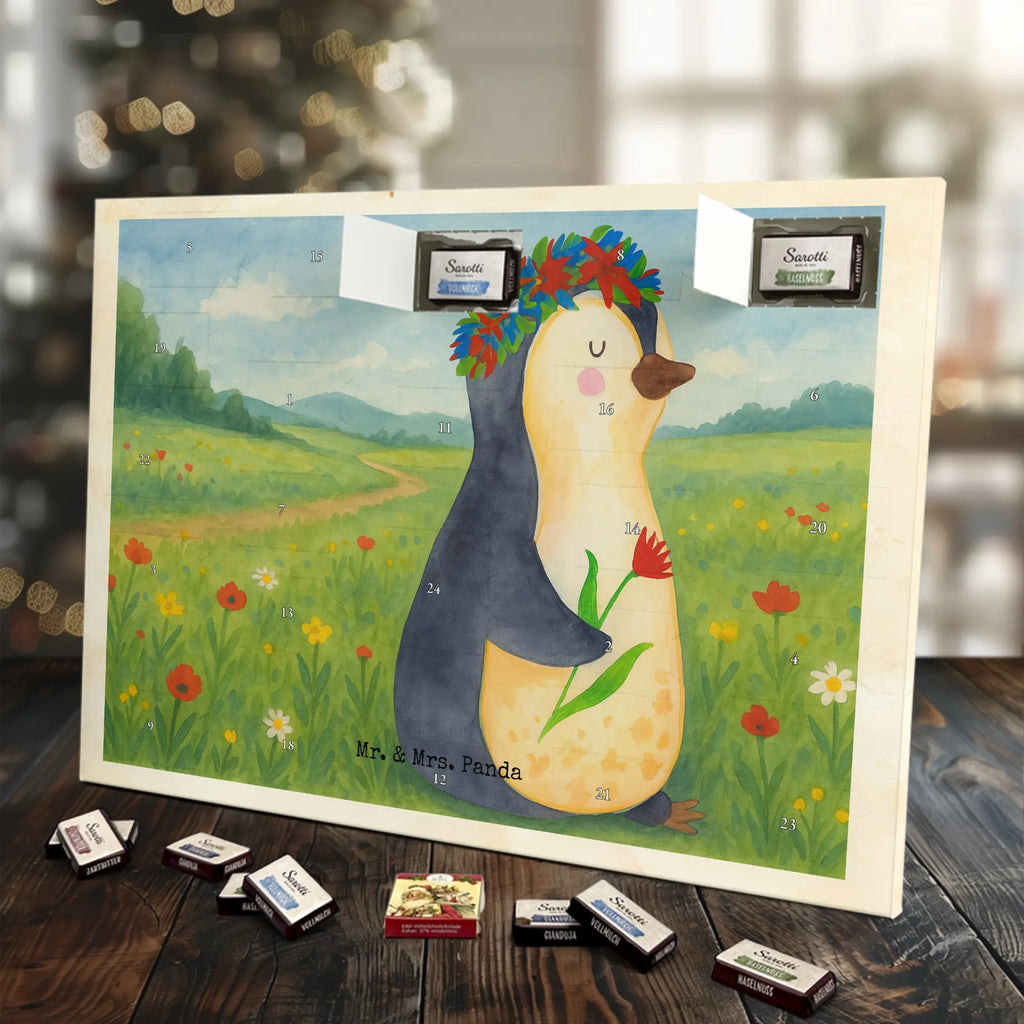 Chocolate advent calendar Penguin Flower Design North Pole, Penguins, penguins, goals in life, gift idea, love of life, lovesickness, wishes, universe, wreath of flowers, goals
