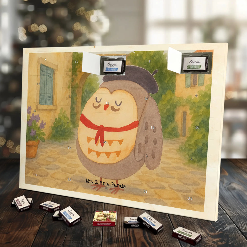 Chocolate advent calendar Owl France Design gift ideas, birthday present, forest animal, bird, nocturnal, illustrated, romantic gift, owl decor, Say beautiful, Life is beautiful, France, Owls, Say French, Owl decoration