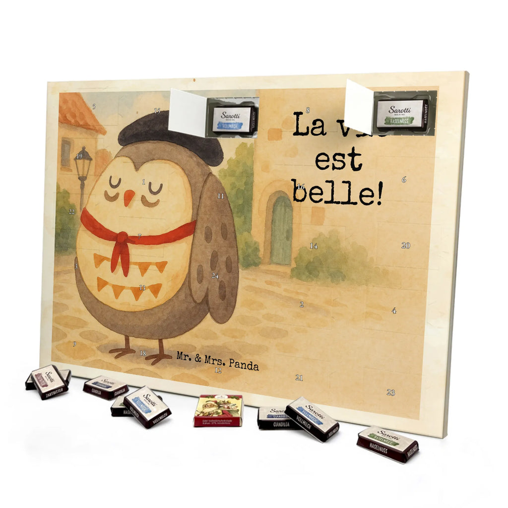 Chocolate advent calendar Owl France Design gift ideas, birthday present, forest animal, bird, nocturnal, illustrated, romantic gift, owl decor, Say beautiful, Life is beautiful, France, Owls, Say French, Owl decoration