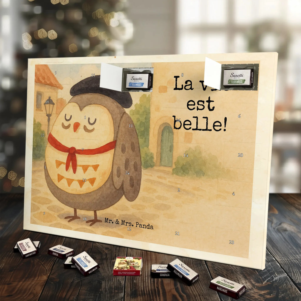 Chocolate advent calendar Owl France Design gift ideas, birthday present, forest animal, bird, nocturnal, illustrated, romantic gift, owl decor, Say beautiful, Life is beautiful, France, Owls, Say French, Owl decoration