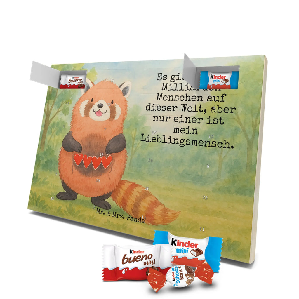 Chocolate advent calendar red panda Design card, gift ideas, gifts, small animals, cute, cute animal motives, hand drawn, funny sayings, good mood, special gifts, animal lover, darling, favourite person, red, heart