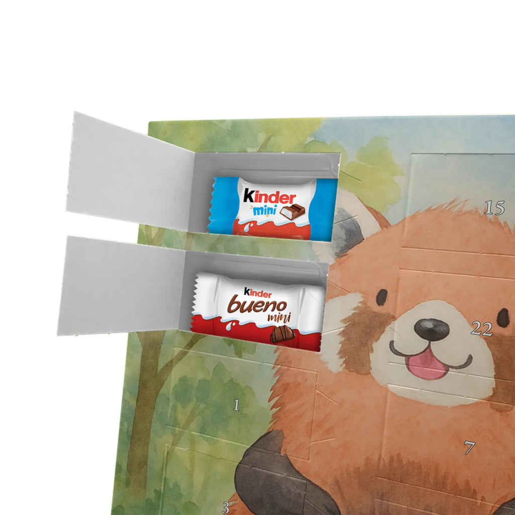 Chocolate advent calendar red panda Design card, gift ideas, gifts, small animals, cute, cute animal motives, hand drawn, funny sayings, good mood, special gifts, animal lover, darling, favourite person, red, heart
