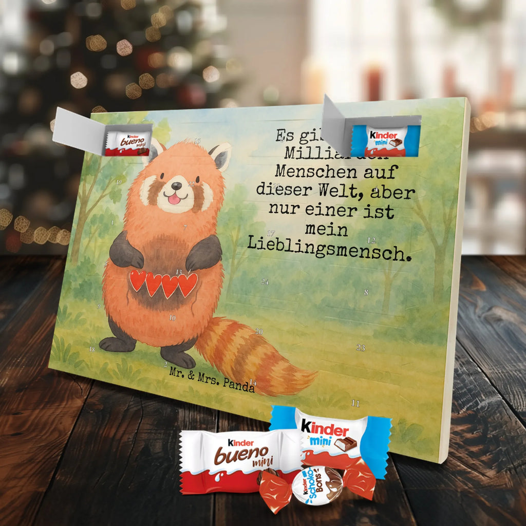 Chocolate advent calendar red panda Design card, gift ideas, gifts, small animals, cute, cute animal motives, hand drawn, funny sayings, good mood, special gifts, animal lover, darling, favourite person, red, heart