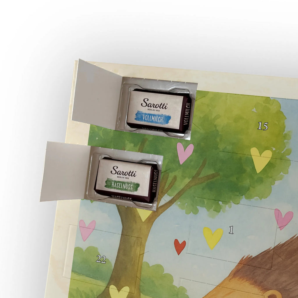 Chocolate advent calendar Hedgehog hearts Design card, gift ideas, gifts, small animals, cute, cute animal motives, hand drawn, funny sayings, good mood, special gifts, animal lover, hearts, trust, kiss, heart