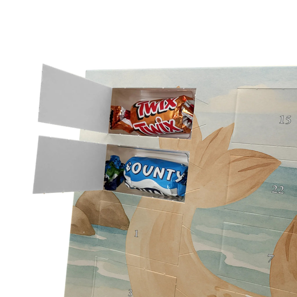 Chocolate advent calendar seal Lay Design card, gift ideas, gifts, small animals, cute, cute animal motives, hand drawn, funny sayings, good mood, special gifts, animal lover, Baltic Sea, seals, Seal, laughter, sea animal, North Sea, joy