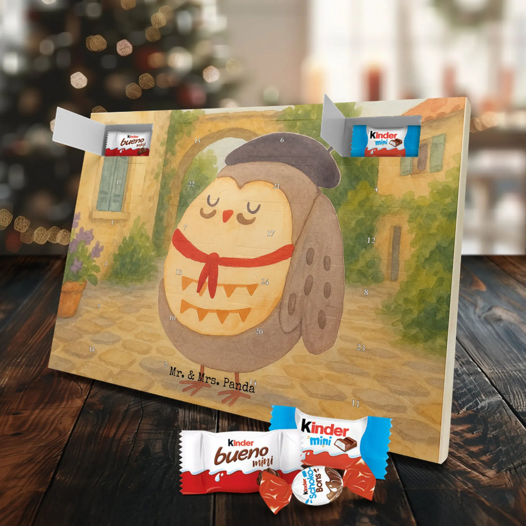 Chocolate advent calendar Owl France Design gift ideas, birthday present, forest animal, bird, nocturnal, illustrated, romantic gift, owl decor, Say beautiful, Life is beautiful, France, Owls, Say French, Owl decoration