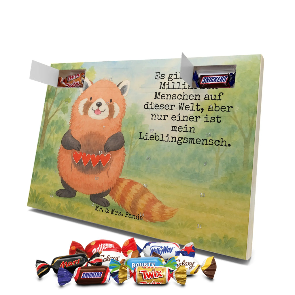 Chocolate advent calendar red panda Design card, gift ideas, gifts, small animals, cute, cute animal motives, hand drawn, funny sayings, good mood, special gifts, animal lover, darling, favourite person, red, heart