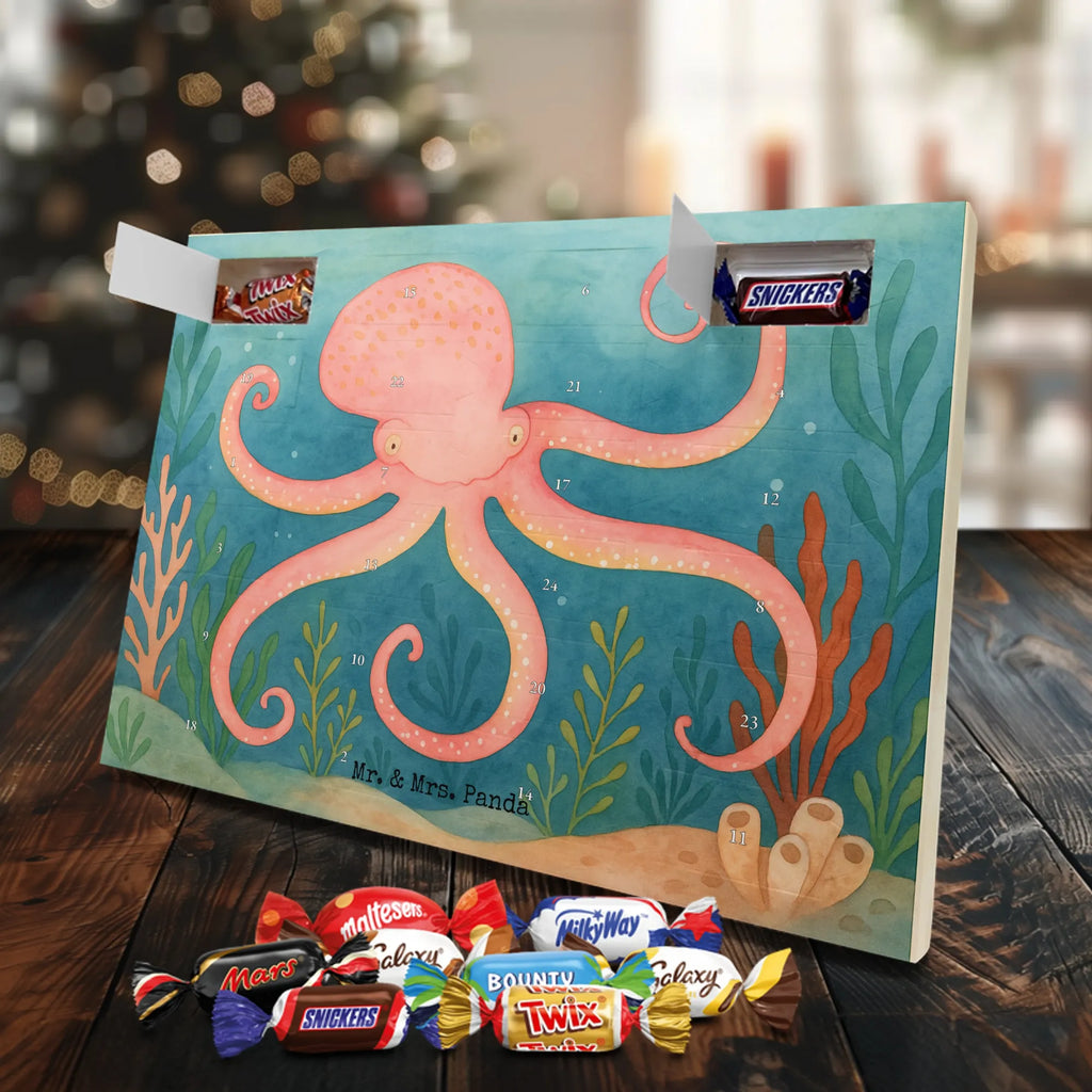 Chocolate advent calendar Squid Design card, gift ideas, gifts, small animals, cute, cute animal motives, hand drawn, funny sayings, good mood, special gifts, animal lover, ocean, water, octopus, arms, sea animal, squid