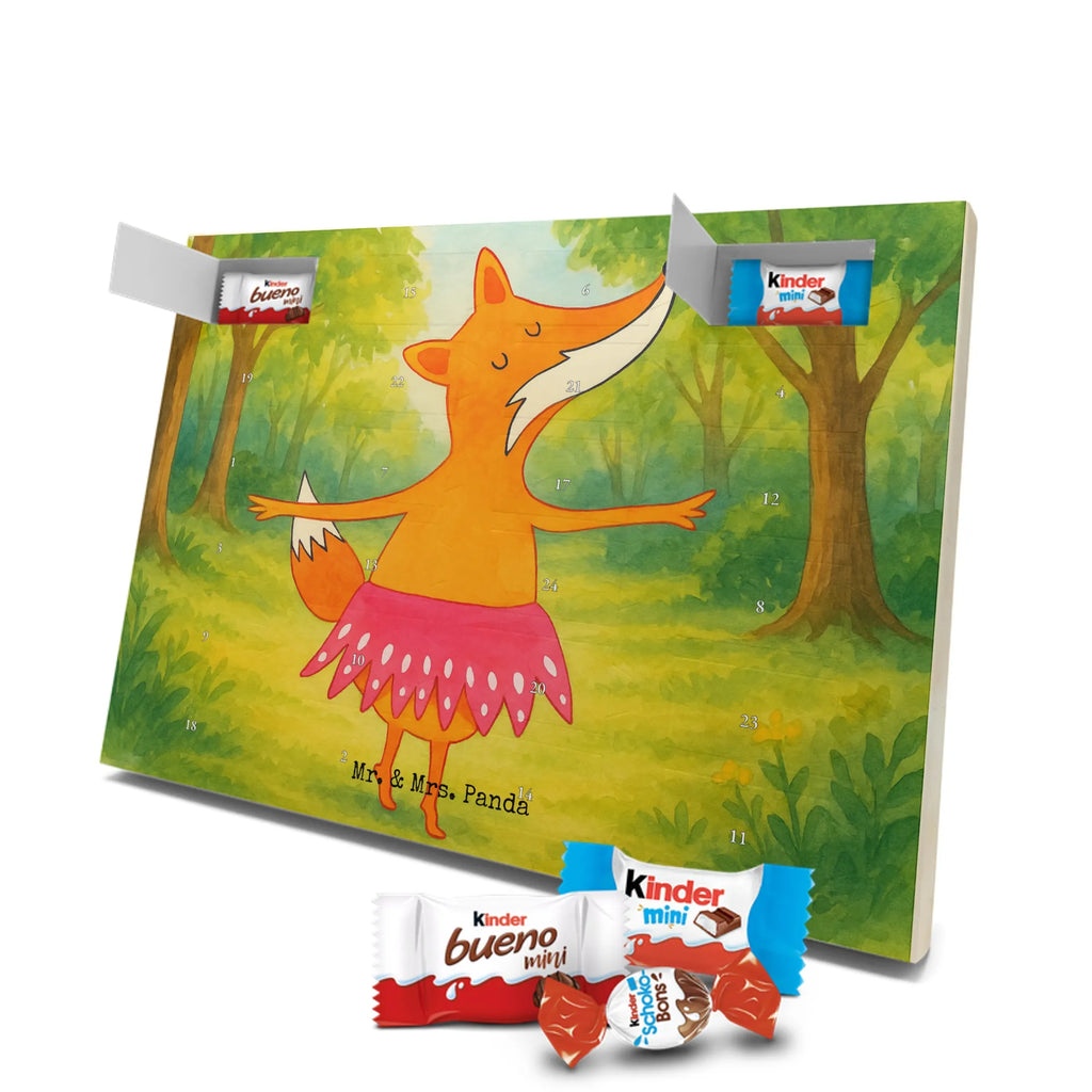 Chocolate advent calendar Fox ballerina Design animal lover, foxes, forest wildlife, clever as a fox, vixen, dancer, invitation, birthday, fox saying, dancing, ballet