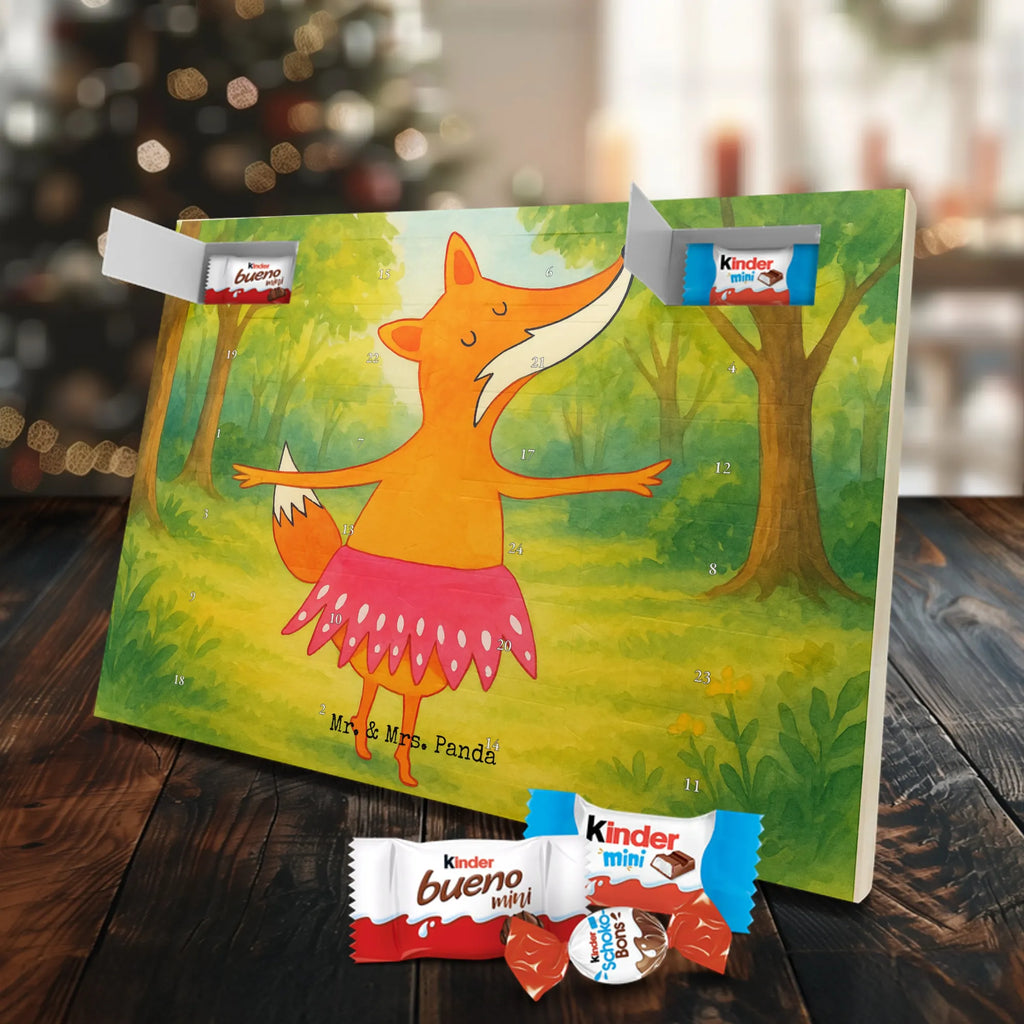 Chocolate advent calendar Fox ballerina Design animal lover, foxes, forest wildlife, clever as a fox, vixen, dancer, invitation, birthday, fox saying, dancing, ballet