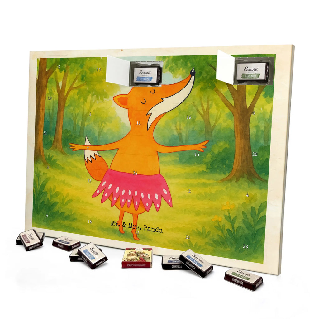 Chocolate advent calendar Fox ballerina Design animal lover, foxes, forest wildlife, clever as a fox, vixen, dancer, invitation, birthday, fox saying, dancing, ballet
