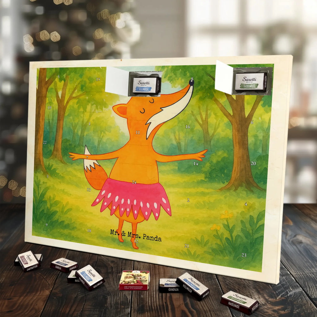 Chocolate advent calendar Fox ballerina Design animal lover, foxes, forest wildlife, clever as a fox, vixen, dancer, invitation, birthday, fox saying, dancing, ballet