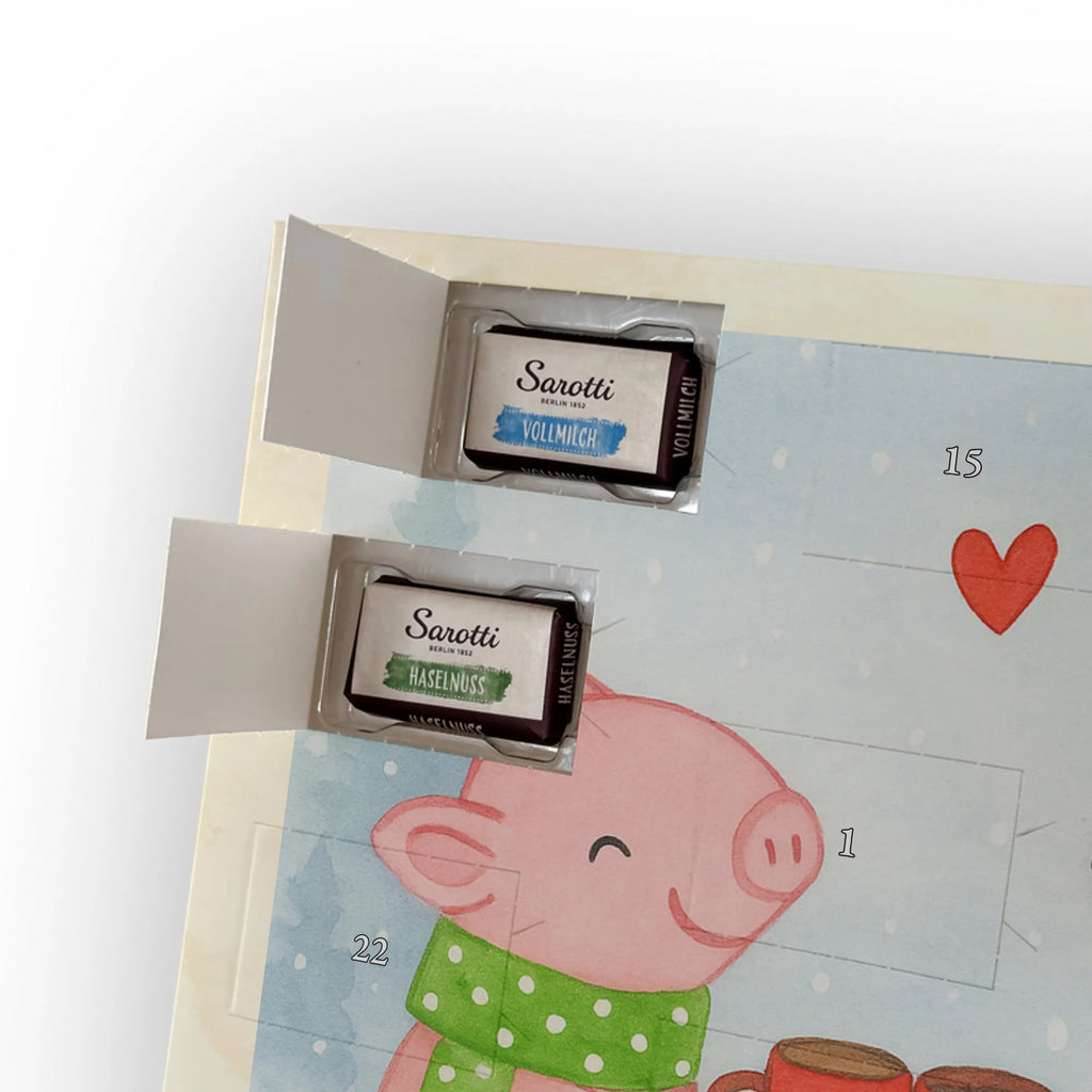 Chocolate advent calendar Glowing Pig Bash Design snow, Christmas time