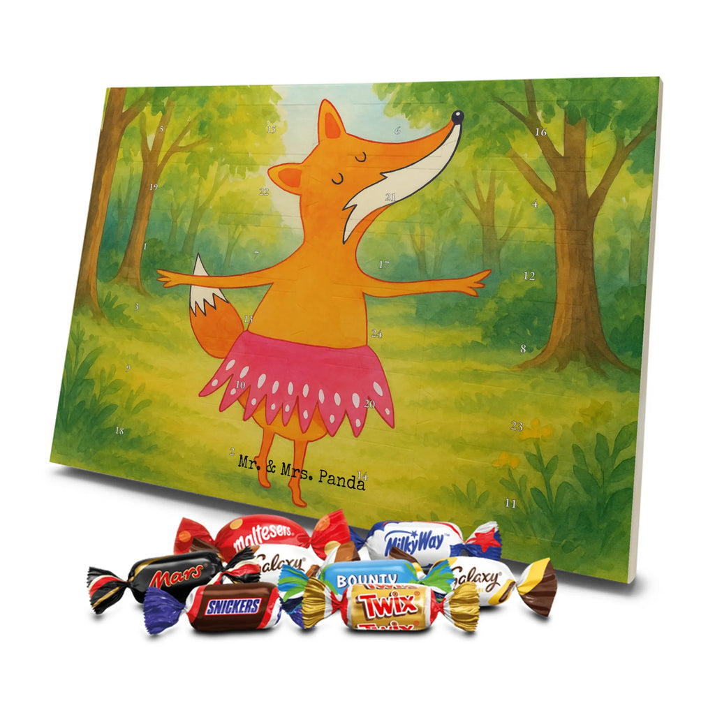 Chocolate advent calendar Fox ballerina Design animal lover, foxes, forest wildlife, clever as a fox, vixen, dancer, invitation, birthday, fox saying, dancing, ballet