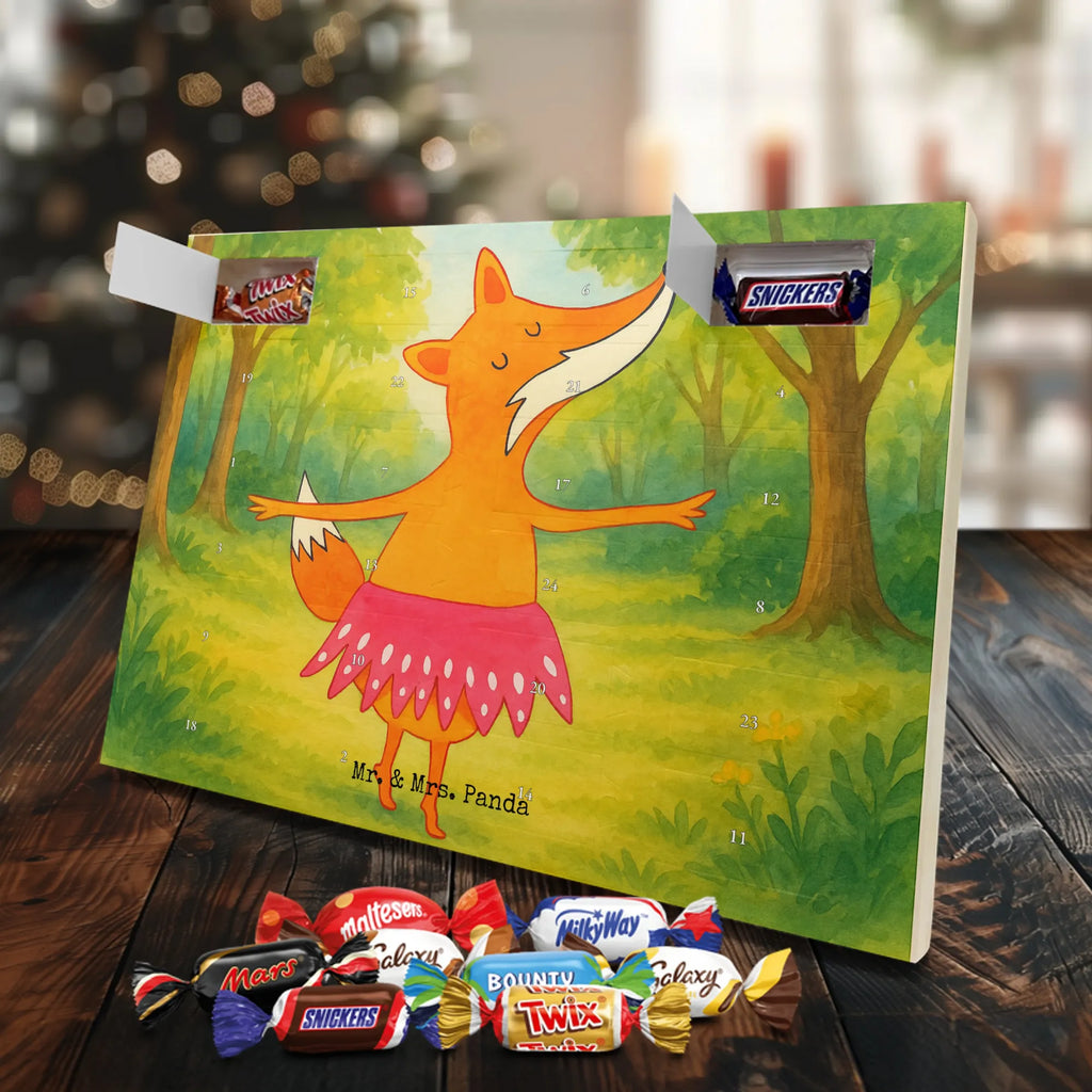 Chocolate advent calendar Fox ballerina Design animal lover, foxes, forest wildlife, clever as a fox, vixen, dancer, invitation, birthday, fox saying, dancing, ballet