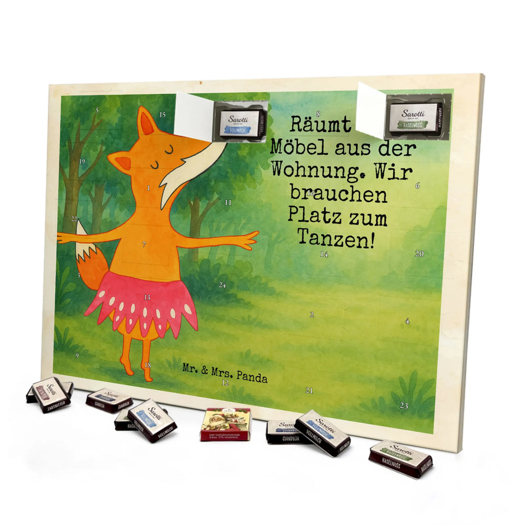 Chocolate advent calendar Fox ballerina Design animal lover, foxes, forest wildlife, clever as a fox, vixen, dancer, invitation, birthday, fox saying, dancing, ballet