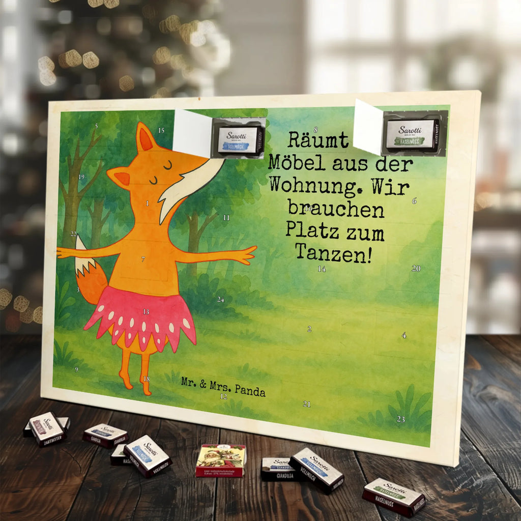 Chocolate advent calendar Fox ballerina Design animal lover, foxes, forest wildlife, clever as a fox, vixen, dancer, invitation, birthday, fox saying, dancing, ballet