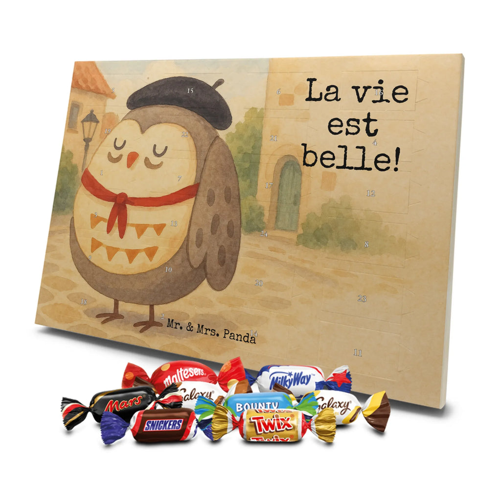 Chocolate advent calendar Owl France Design gift ideas, birthday present, forest animal, bird, nocturnal, illustrated, romantic gift, owl decor, Say beautiful, Life is beautiful, France, Owls, Say French, Owl decoration