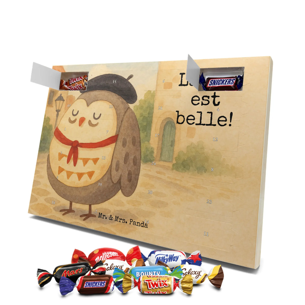 Chocolate advent calendar Owl France Design gift ideas, birthday present, forest animal, bird, nocturnal, illustrated, romantic gift, owl decor, Say beautiful, Life is beautiful, France, Owls, Say French, Owl decoration