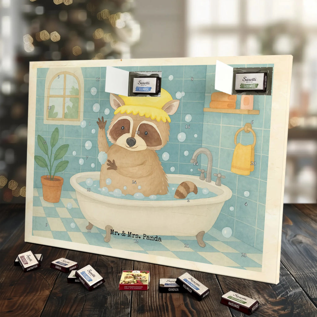 Chocolate advent calendar Raccoon Design card, gift ideas, gifts, small animals, cute, cute animal motives, hand drawn, funny sayings, good mood, special gifts, animal lover, daydreaming, raccoon, soap bubbles, wash