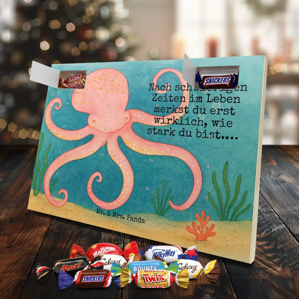 Chocolate advent calendar Squid Design card, gift ideas, gifts, small animals, cute, cute animal motives, hand drawn, funny sayings, good mood, special gifts, animal lover, ocean, water, octopus, arms, sea animal, squid