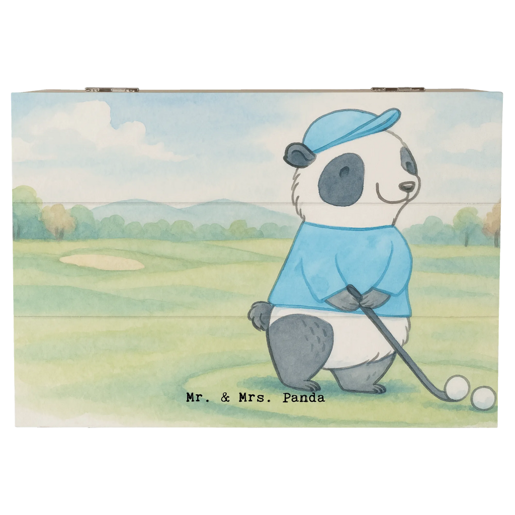 Holzkiste Panda Golfen Design Geschenkbox, Erinnerungskiste, XXL, Geschenkdose, Dekokiste, Kiste, Truhe, Aufbewahrungsbox, Schatulle, Schatzkiste, Erinnerungsbox, Holzkiste, Geschenk, Sport, Sportart, Hobby, Schenken, Danke, Dankeschön, Auszeichnung, Gewinn, Sportler, Golf spielen, Golfturnier, Golf Verein, Golfplatz, Golfen
