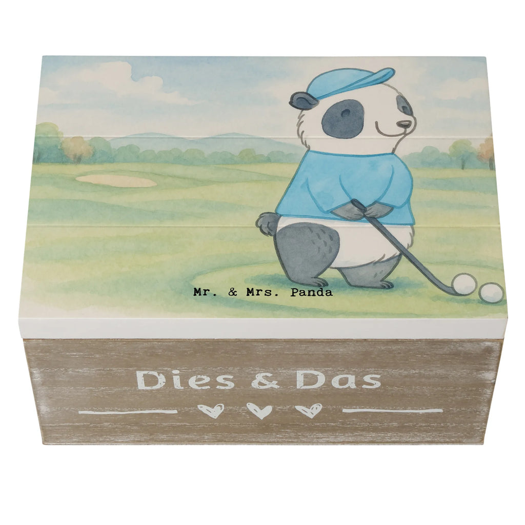 Holzkiste Panda Golfen Design Geschenkbox, Erinnerungskiste, XXL, Geschenkdose, Dekokiste, Kiste, Truhe, Aufbewahrungsbox, Schatulle, Schatzkiste, Erinnerungsbox, Holzkiste, Geschenk, Sport, Sportart, Hobby, Schenken, Danke, Dankeschön, Auszeichnung, Gewinn, Sportler, Golf spielen, Golfturnier, Golf Verein, Golfplatz, Golfen