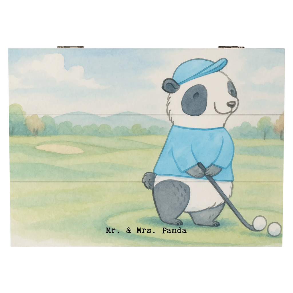 Holzkiste Panda Golfen Design Geschenkbox, Erinnerungskiste, XXL, Geschenkdose, Dekokiste, Kiste, Truhe, Aufbewahrungsbox, Schatulle, Schatzkiste, Erinnerungsbox, Holzkiste, Geschenk, Sport, Sportart, Hobby, Schenken, Danke, Dankeschön, Auszeichnung, Gewinn, Sportler, Golf spielen, Golfturnier, Golf Verein, Golfplatz, Golfen