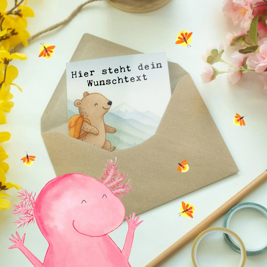 Personalisierte Grußkarte Bär Bergsteigen Design Grußkarte selbst gestalten, Personalisierte Hochzeitskarte, Personalisierte Einladungskarte, Personalisiertere Klappkarte, Personalisierte Grußkarte, Personalisierte Karte, Personalisierte Glückwunschkarte, Grußkarte mit persönlichen Nachrichten, Grußkarte selber drucken, Grußkarte als Geldgeschenk, Grußkarte mit Namen, Personalisierte Geburtstagskarte, Grußkarten personalisiert, Geschenk, Sport, Sportart, Hobby, Schenken, Danke, Dankeschön, Auszeichnung, Gewinn, Sportler, Bergsteigen, Trekking, wandern, Alpinismus, Bergsport, Alpinwandern