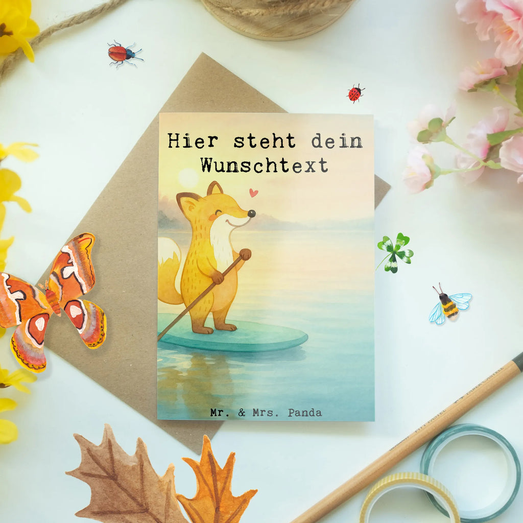 Personalisierte Grußkarte Fuchs Stand Up Paddling Design Personalisierte Hochzeitskarte, Grußkarte selbst gestalten, Personalisierte Einladungskarte, Grußkarte als Geldgeschenk, Grußkarte mit Namen, Grußkarte selber drucken, Personalisierte Karte, Personalisierte Geburtstagskarte, Grußkarten personalisiert, Personalisierte Glückwunschkarte, Personalisiertere Klappkarte, Grußkarte mit persönlichen Nachrichten, Personalisierte Grußkarte, Geschenk, Sport, Sportart, Hobby, Schenken, Danke, Dankeschön, Auszeichnung, Gewinn, Sportler, Paddle Boarding, SUB, Stand up paddle, subben, Stand Up Paddling