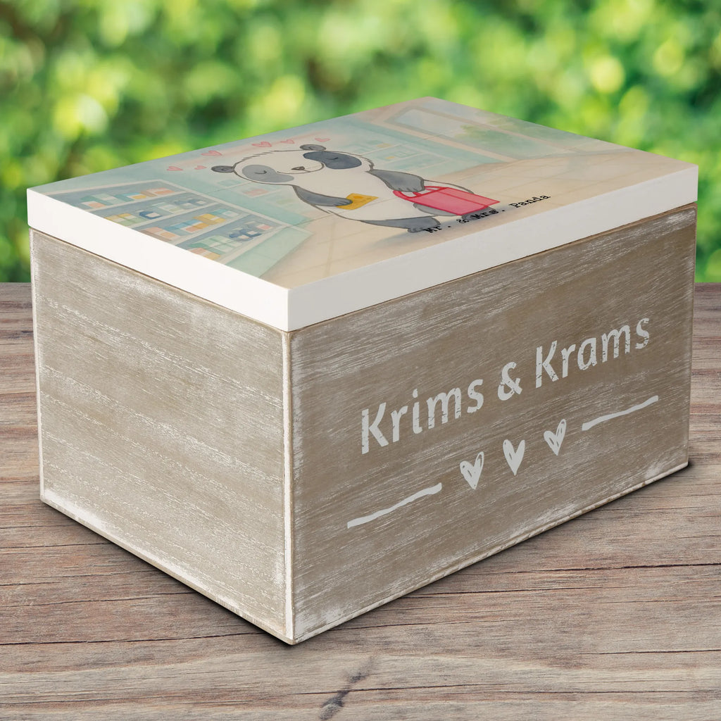 Holzkiste Panda Shopping Design Kiste, Schatzkiste, Geschenkbox, Truhe, XXL, Dekokiste, Geschenkdose, Schatulle, Holzkiste, Erinnerungsbox, Erinnerungskiste, Aufbewahrungsbox, Geschenk, Sport, Sportart, Hobby, Schenken, Danke, Dankeschön, Auszeichnung, Gewinn, Sportler, Shopping, shoppen, einkaufen