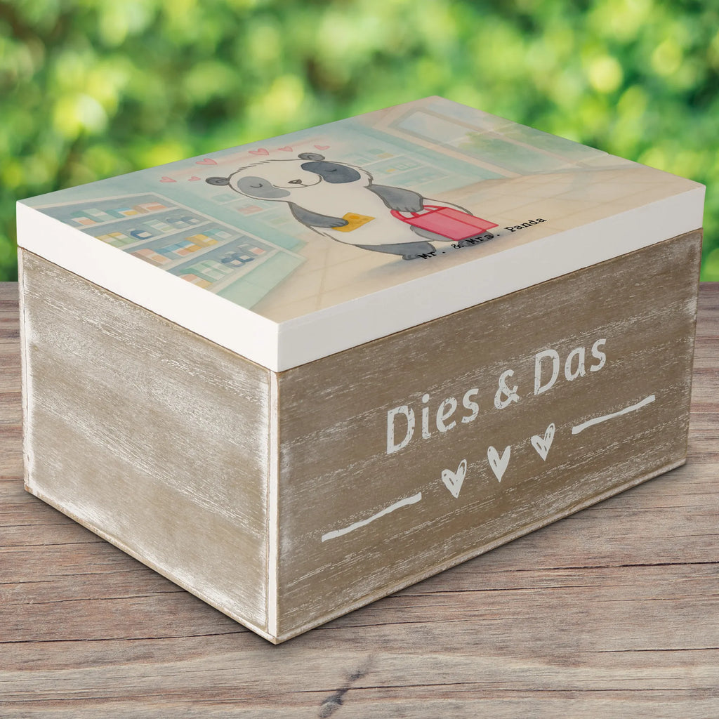 Holzkiste Panda Shopping Design Kiste, Schatzkiste, Geschenkbox, Truhe, XXL, Dekokiste, Geschenkdose, Schatulle, Holzkiste, Erinnerungsbox, Erinnerungskiste, Aufbewahrungsbox, Geschenk, Sport, Sportart, Hobby, Schenken, Danke, Dankeschön, Auszeichnung, Gewinn, Sportler, Shopping, shoppen, einkaufen
