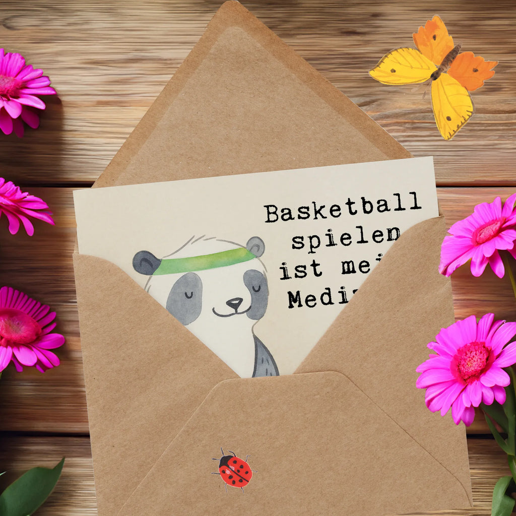 Deluxe Karte Panda Basketball Design Klappkarte, Grußkarte, Hochwertige Klappkarte, Karte, Hochzeitskarte, Hochwertige Grußkarte, Glückwunschkarte, Einladungskarte, Geburtstagskarte, Geschenk, Sport, Sportart, Hobby, Schenken, Danke, Dankeschön, Auszeichnung, Gewinn, Sportler, Basketball, Basketballplatz, Basketball Verein, Basketball Verband