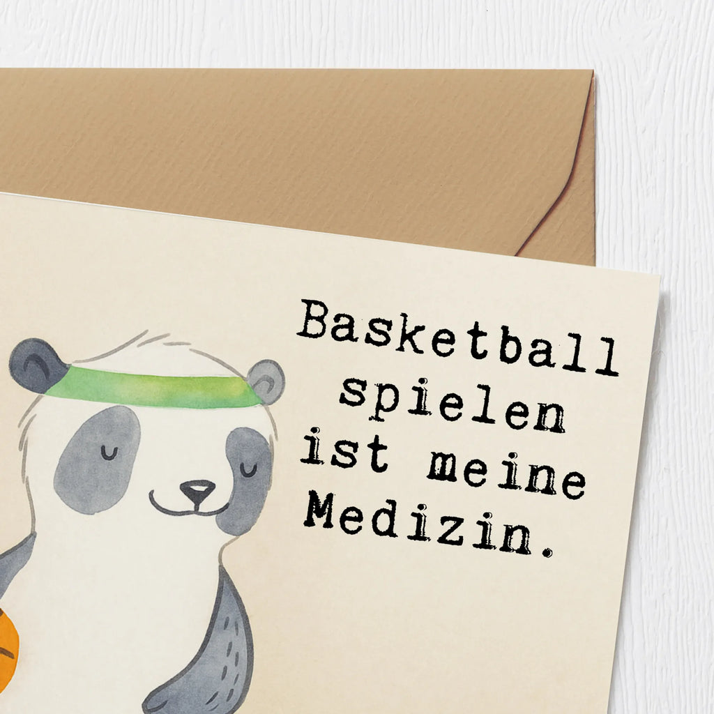 Deluxe Karte Panda Basketball Design Klappkarte, Grußkarte, Hochwertige Klappkarte, Karte, Hochzeitskarte, Hochwertige Grußkarte, Glückwunschkarte, Einladungskarte, Geburtstagskarte, Geschenk, Sport, Sportart, Hobby, Schenken, Danke, Dankeschön, Auszeichnung, Gewinn, Sportler, Basketball, Basketballplatz, Basketball Verein, Basketball Verband