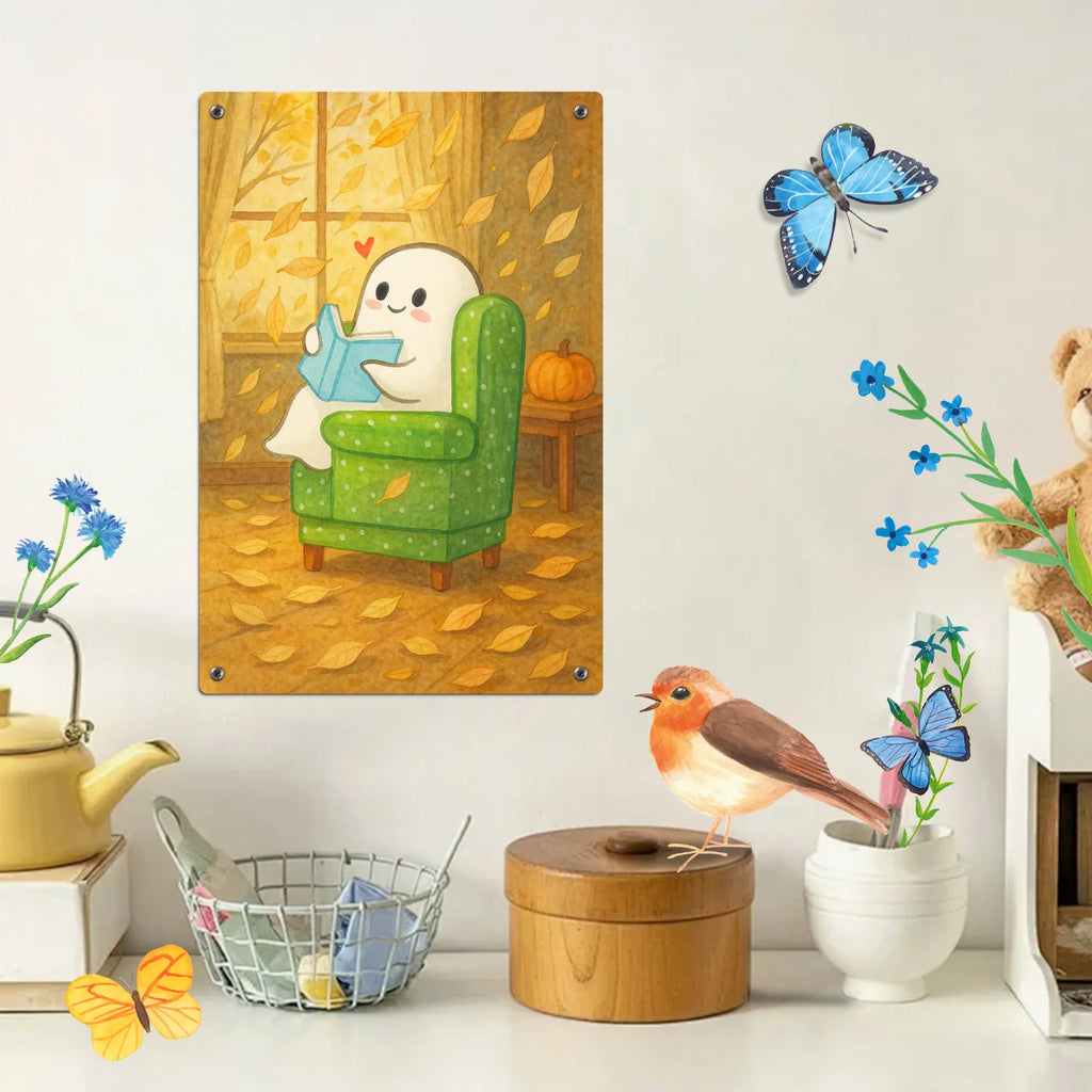 Malen nach Zahlen Metallschild Gespenst  Buch  Design Kreativität, Malen nach Zahlen, Malen, Künstler, DIY, Baseln, Kunstwerk, Ausmalbild, Bastelidee, Halloween, Deko, Martinssingen, Dekoration, Geschenke, Schenken, Buch, Gespenst, Herbst, gemütlich